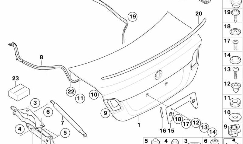 Sellado de la puerta trasera para BMW Serie 3 E93, E93N (OEM 51767193576). Original BMW