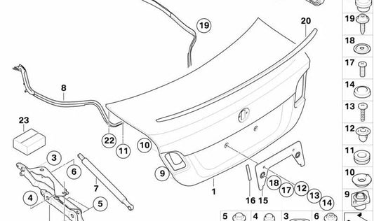 Brush cover without hole for lock 54377256741 for BMW E93. Original BMW.