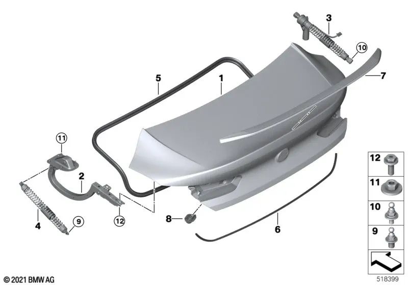 Chiusura del cancello posteriore per BMW F93, G16 (OEM 51247453773). BMW originale.