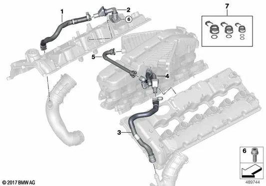 Tubería de ventilación para BMW Serie 7 G12, G12N (OEM 11158650811). Original BMW