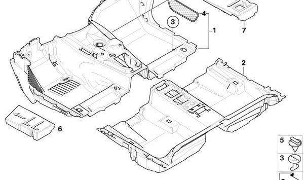 Clip para red del suelo para BMW E83 (OEM 51473416351). Original BMW