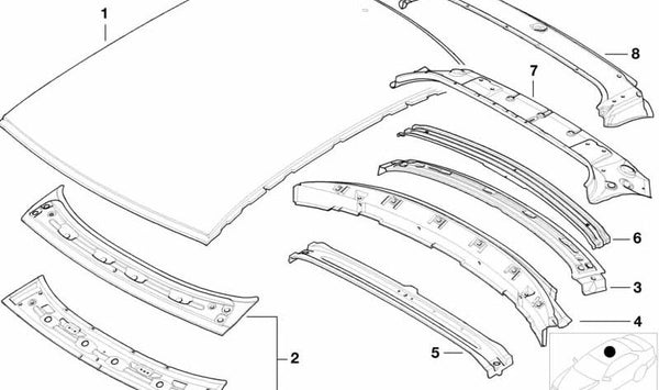 Techo exterior OEM 41218240630 para BMW E46. Original BMW.