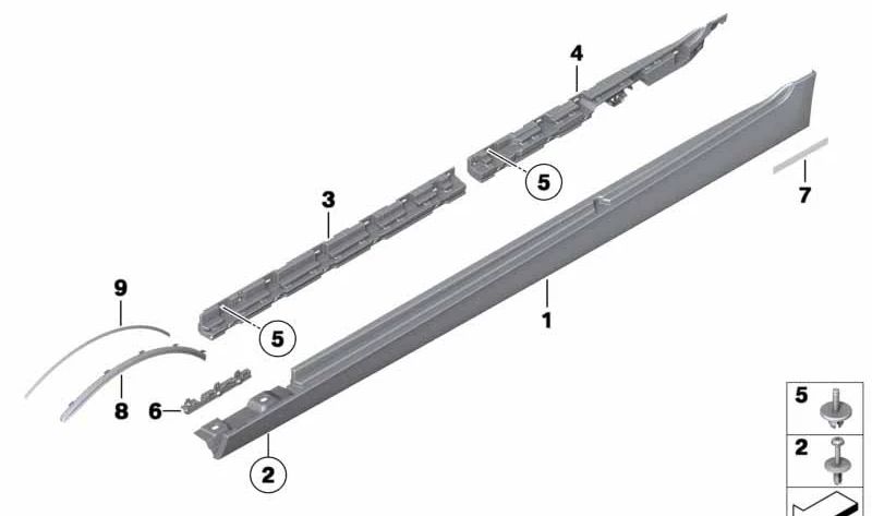 Embels Embels Printing Right Stribo OEM 51777262664 Para BMW F10, F11. BMW original.