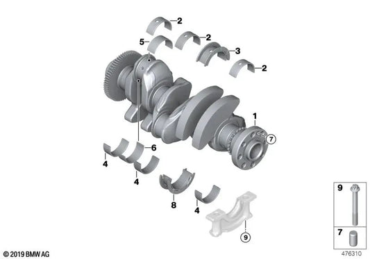 Braunes Lager für BMW F20N, F21N, F40 Serie 2 F44, F45, F46 X1 F48 (OEM 11218573909). Original BMW.