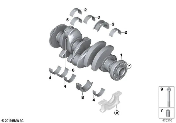 Cigüeñal para BMW F20N, F21N, F40 Serie 1, F44, F45, F46 Serie 2, X1 F48, X2 F39 (OEM 11218490341). Original BMW.