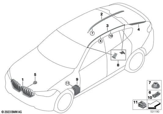 Front right primed side air duct for BMW X6 G06, G06N (OEM 51749851538). Original BMW.