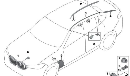 OEM 51138085682 Dekoratives Frontnetz für BMW G06 (x6). Original BMW.