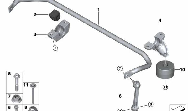 Estabilizador para BMW G05, G06 (OEM 33556870711). Original BMW