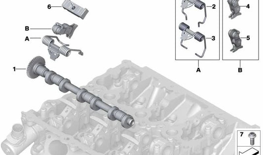 Albero di lava econtrico OEM 11378630461 per BMW F20, F21, F40, F22, F23, F44, F45, F46, F30, F31, F36, F48, F39, I12, I15, F55, F56, F57, F54, F60. BMW originale.