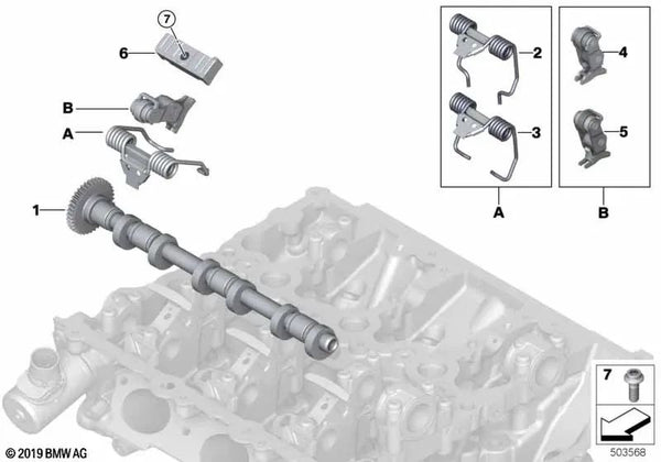 Palanca intermedia (S-Contorno) para BMW Serie 1 F20N, F21N, F40, F52, Serie 2 F22, F22N, F23, F23N, F44, F45, F45N, F46, F46N, G42, Serie 3 F30N, F31N, F34N, F35N, G20, G20N, G21, G28, Serie 4 F32, F32N, F33, F33N, F36, F36N, G22, G23, G26, Serie 5 G30,