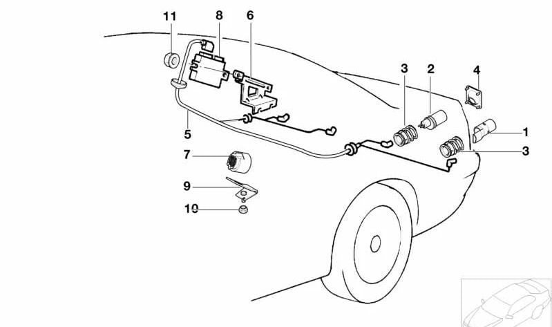 Soporte sensor ultrasónico para BMW Serie 3 E36, Serie 5 E34, Serie 7 E32, Serie 8 E31 (OEM 66211382256). Original BMW