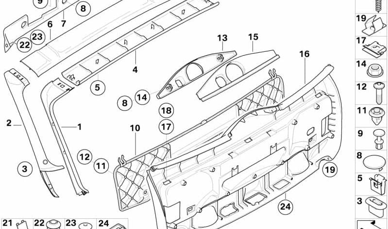 Revestimiento Interior Tapa del Maletero Derecha para BMW E61, E61N (OEM 51497190864). Original BMW