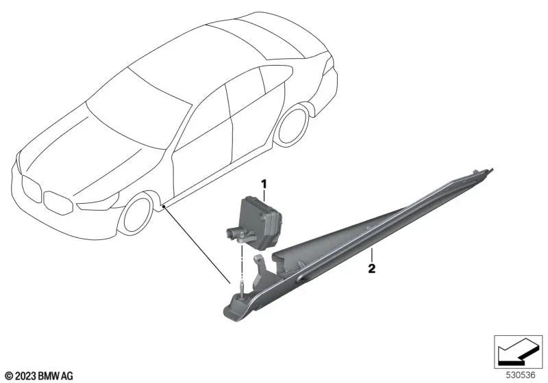 Left light module bracket for BMW 5 Series G60 (OEM 63175A61B55). Original BMW