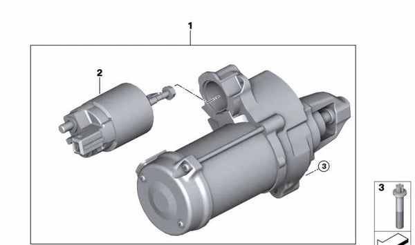 Arrancador para BMW F90, G30, G11, G12, G70, F91, F92, F93, G14, G15, G16, F95, G05, F96, G06, G07 (OEM 12418657337). Original BMW