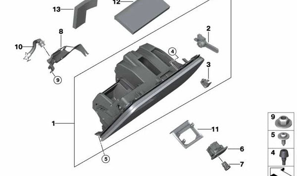 Guantera para BMW X3 F97, G01, X4 F98, G02 (OEM 51167941043). Original BMW