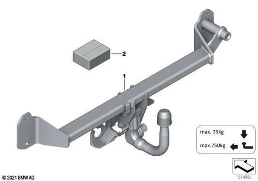 Juego de enganche de remolque desmontable 750kg para BMW F25, F26 (OEM 71605A403A1). Original BMW.