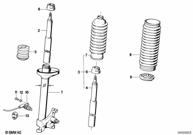 Insert Shock Absorber for BMW 3 Series E30 (OEM 31321130067). Genuine BMW.