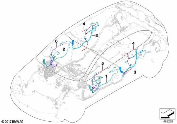 Cableado de puerta trasera para BMW E84, F48, F48N (OEM 61126812217). Original BMW.