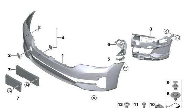 Carcasa de parachoques delantera para BMW G30N (OEM 51119852202). Original BMW.