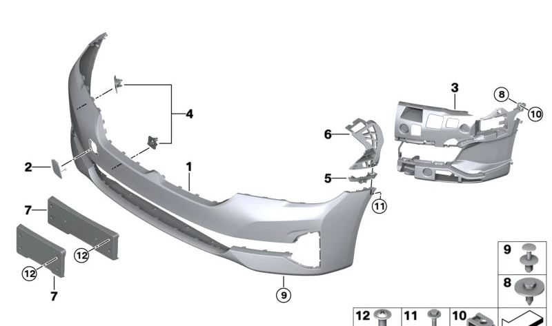 Kennzeichenhalter vorne für BMW 5er G30N, G31N (OEM 51139463485). Original BMW.