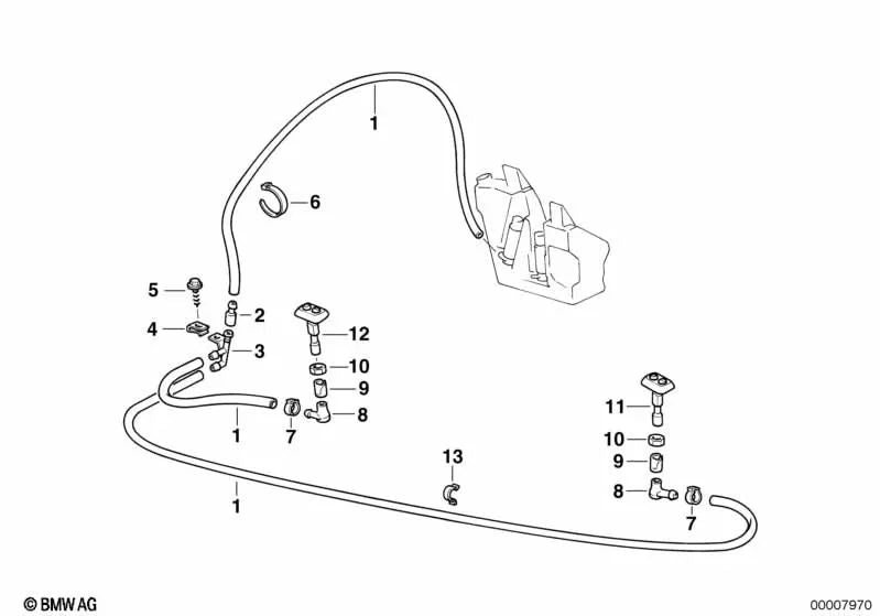 Boquilla pulverizadora derecha para BMW Serie 7 E38 (OEM 61678352896). Original BMW