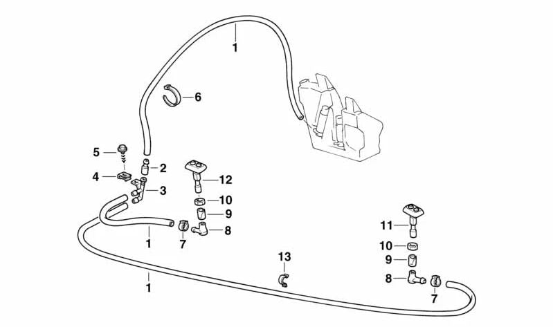 Boquilla de limpiaparabrisas derecha OEM 61678370560 para BMW E38. Original BMW.