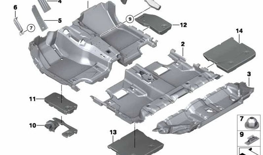 Cubierta Reposapiés para BMW Serie 5 F07, F07N, Serie 7 F01, F01N, F02, F04 (OEM 51477223680). Original BMW