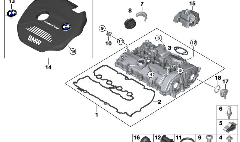 Cubierta Acústica para BMW F52, F45, F46, F48, F49, F39 (OEM 11128601632). Original BMW