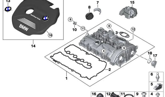 Akustikabdeckung für BMW F52, F45, F46, F48, F49, F39 (OEM 11128601632). Original BMW