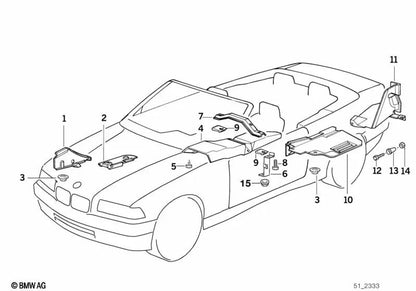 Heat shield plate/handbrake cable bracket for BMW 3 Series E36 (OEM 51481977239). Original BMW.