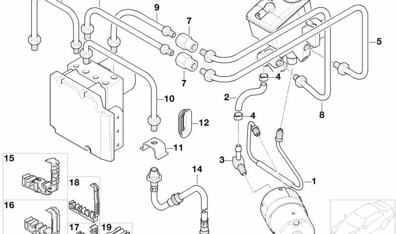 Conector angular OEM 34511164464 para BMW E36, E46, Z3. Original BMW.