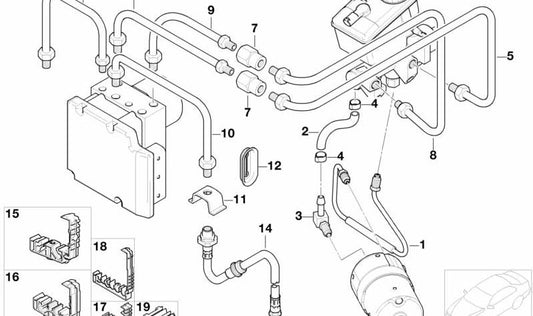 Conector angular OEM 34511164464 para BMW E36, E46, Z3. Original BMW.