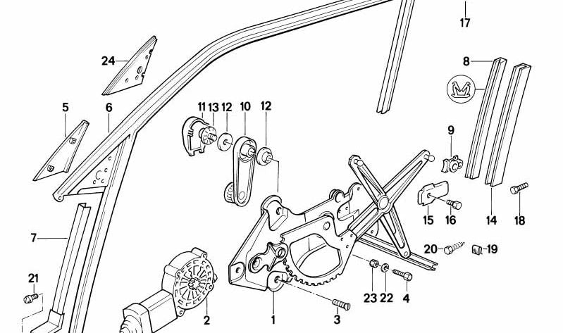 Junta interior derecha para BMW Serie 5 E34 (OEM 51328107576). Original BMW