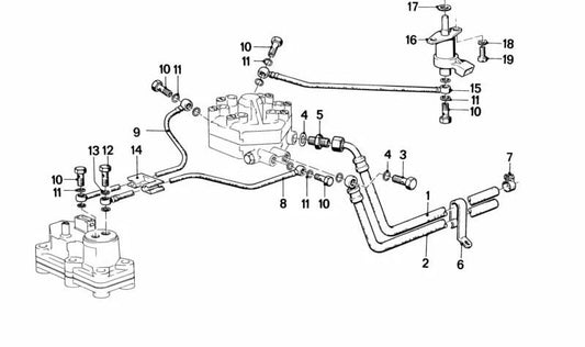 Tubería de combustible OEM 13311277693 para BMW E28. Original BMW.