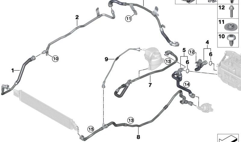 Tubería de ventilación de batería de alto voltaje para BMW G42, G20, G21, G22, G23, G26 (OEM 17128596125). Original BMW