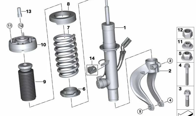 Soporte de Amortiguador Derecho para BMW X5 F15, F85, X6 F16, F86 (OEM 31126851592). Original BMW