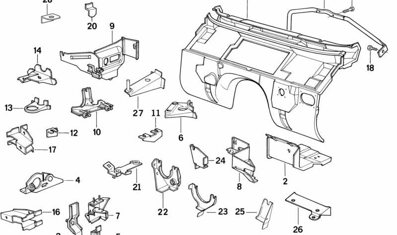 Soporte de unidad hidráulica superior para BMW Serie 5 E34 (OEM 41148168098). Original BMW