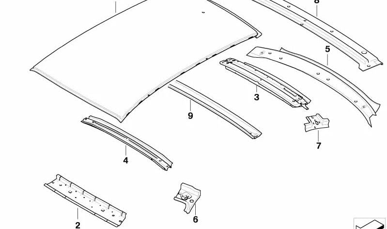 Refuerzo marco ventana trasera superior izquierdo para BMW Serie 3 E90, E90N (OEM 41217144961). Original BMW.