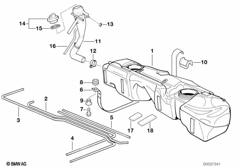 Tubo de ventilación operativa para BMW Serie 3 E36 (OEM 16111183161). Original BMW