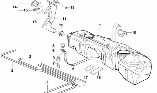 Manguera de drenaje para BMW Serie 3 E36 (OEM 16141182623). Original BMW