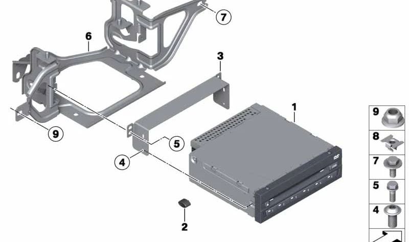 Soporte para cambiador de DVD / cámara de marcha atrás OEM 65159216336 para BMW F20, F21. Original BMW.