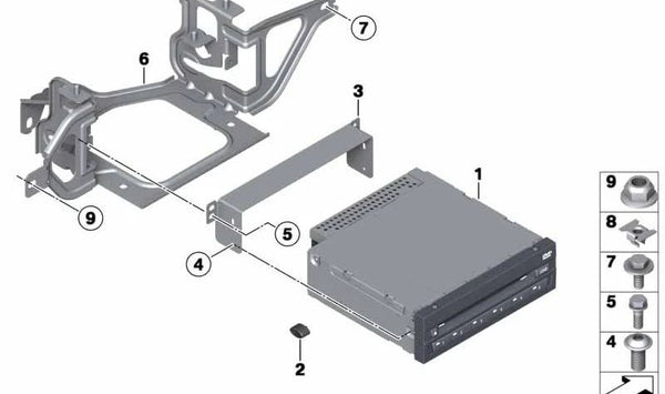 Soporte para cambiador de DVD / cámara de marcha atrás OEM 65159216336 para BMW F20, F21. Original BMW.