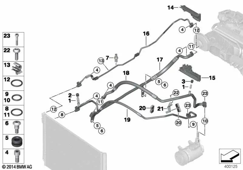 Tuyau de compresseur-condensateur pour BMW F10N, F11N (OEM 64539376740). BMW d'origine