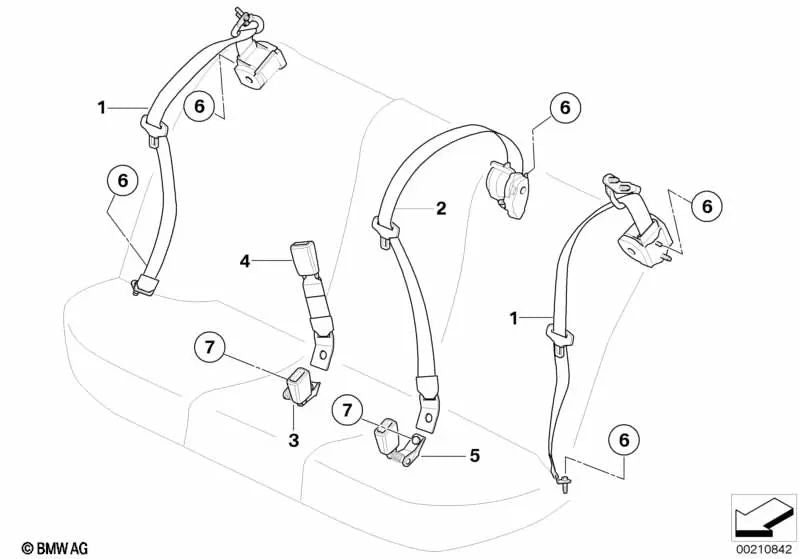 Correa inferior trasera derecha para BMW Serie 5 E60, E60N, E61, E61N (OEM 72119117188). Original BMW