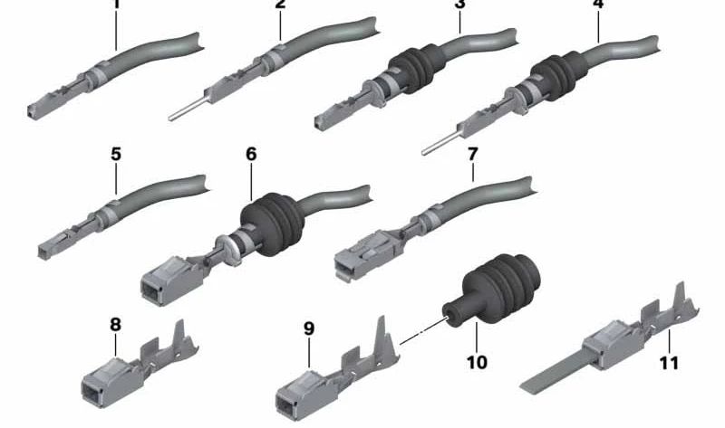 ELO-Power female connector 2.8x0.63 OEM 61138364834 for BMW E81, E82, E87, E88, F20, F21, E36, E46, E90, E91, E92, E93, F30, F31, F34, F35, F32, G26, E39, E60, E61, E63, E64, E38, E65, E66, E84, E83, F25, E53, E70, E71, E72, E85, E86, E89, E52, I01, I01,