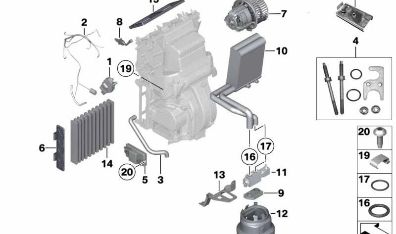 Actuador de climatización OEM 64119319037 para BMW (Serie 5 F07, F10, F11 | Serie 6 F06, F12, F13 | Serie 7 F01, F02, F04, G12). Original BMW.