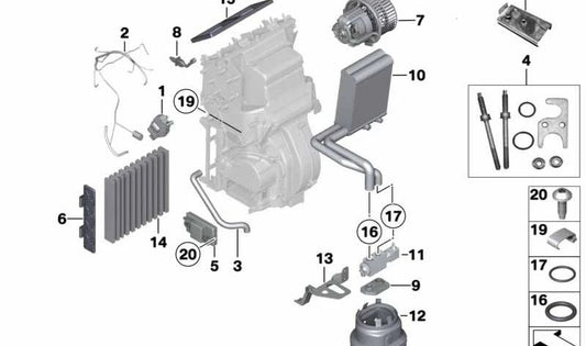 Kit de Montaje Evaporador para BMW Serie 7 F02, G12 (OEM 64119162326). Original BMW