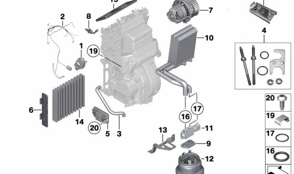 Válvula de expansión OEM 64119170992 para BMW F02, F04, G12. Original BMW.