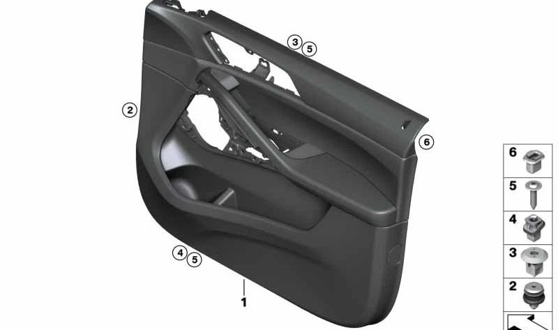 Panel de puerta delantero derecho OEM 51419502718 para BMW F96. Original BMW.