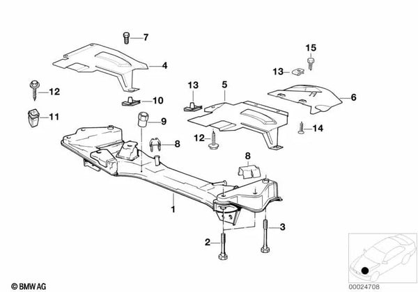 Placa de protección térmica para BMW Serie 5 E34, Serie 7 E32 (OEM 31141135786). Original BMW